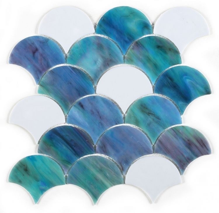 Newport Scale Ocean Stained Glass Mosaic Tile Pool Rated Tile Fish