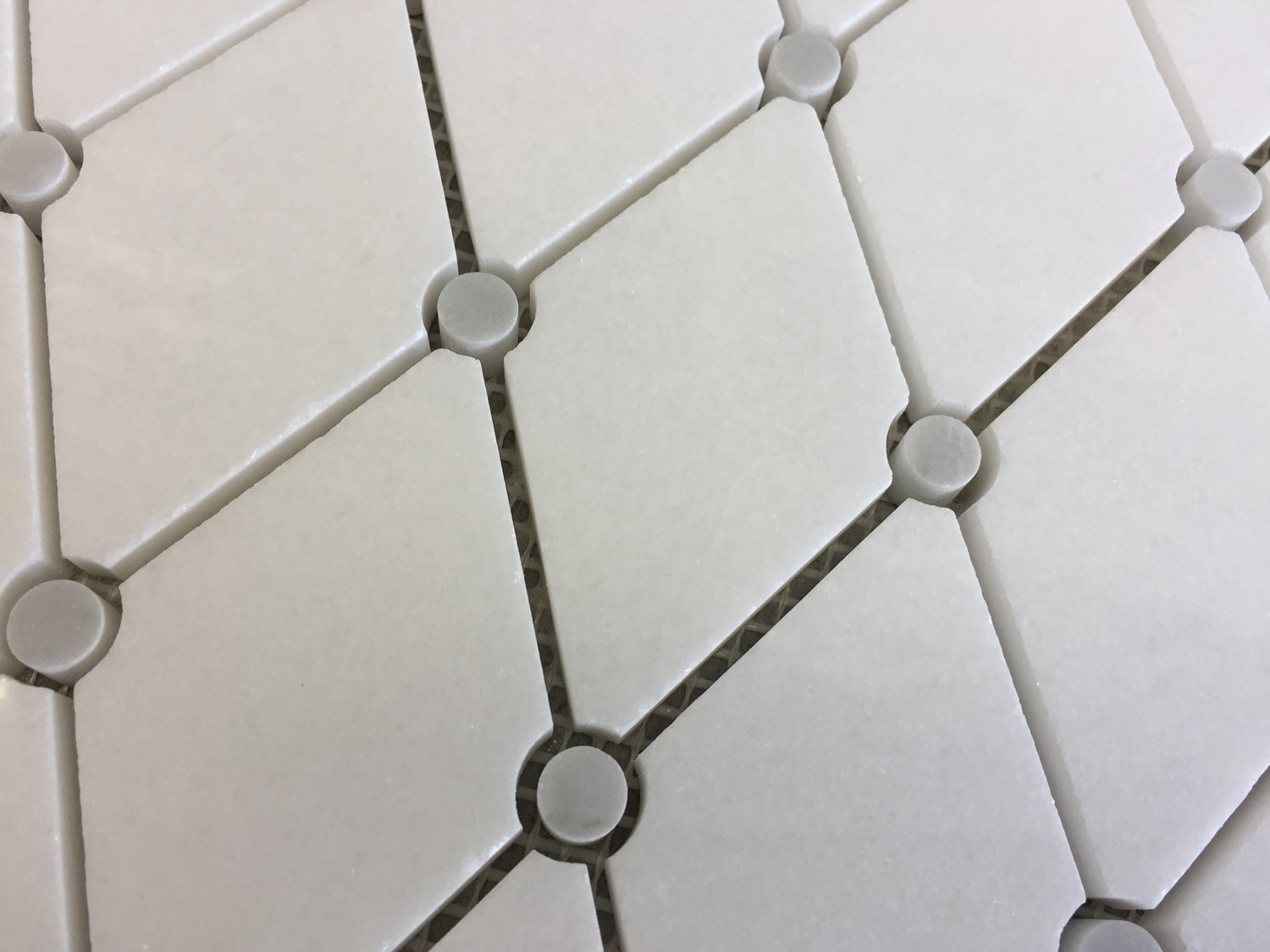 12x12 Thassos White Elongated Diamond with Dots Polished Marble Mosaic Tile