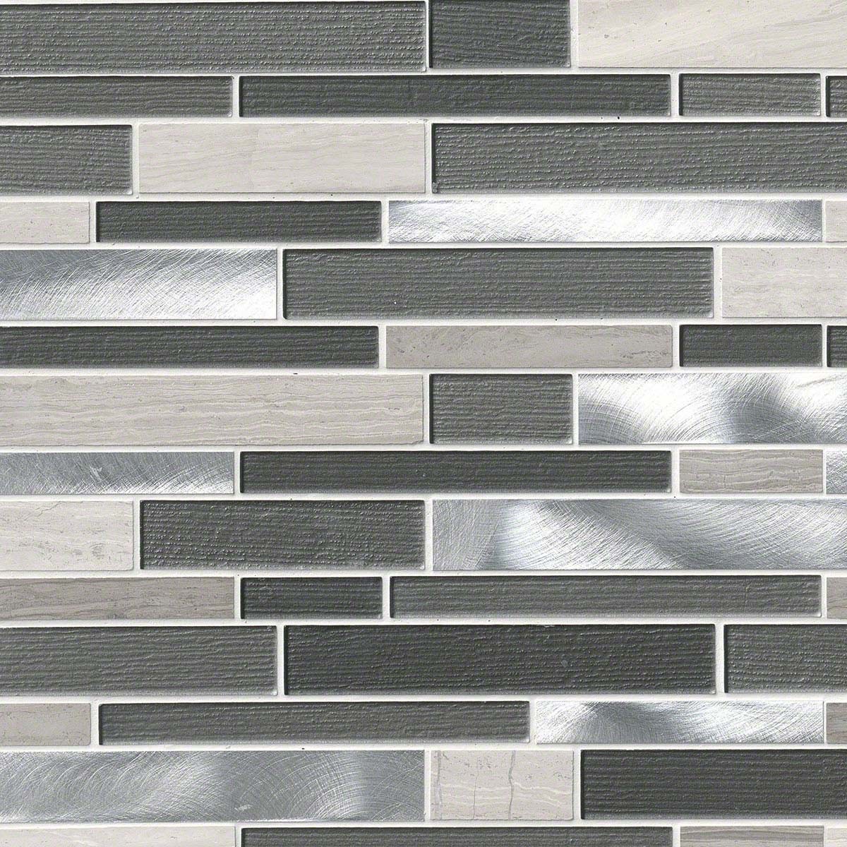 Urban Loft Interlocking Pattern 4mm Glass stone Metal Mosaic Tile