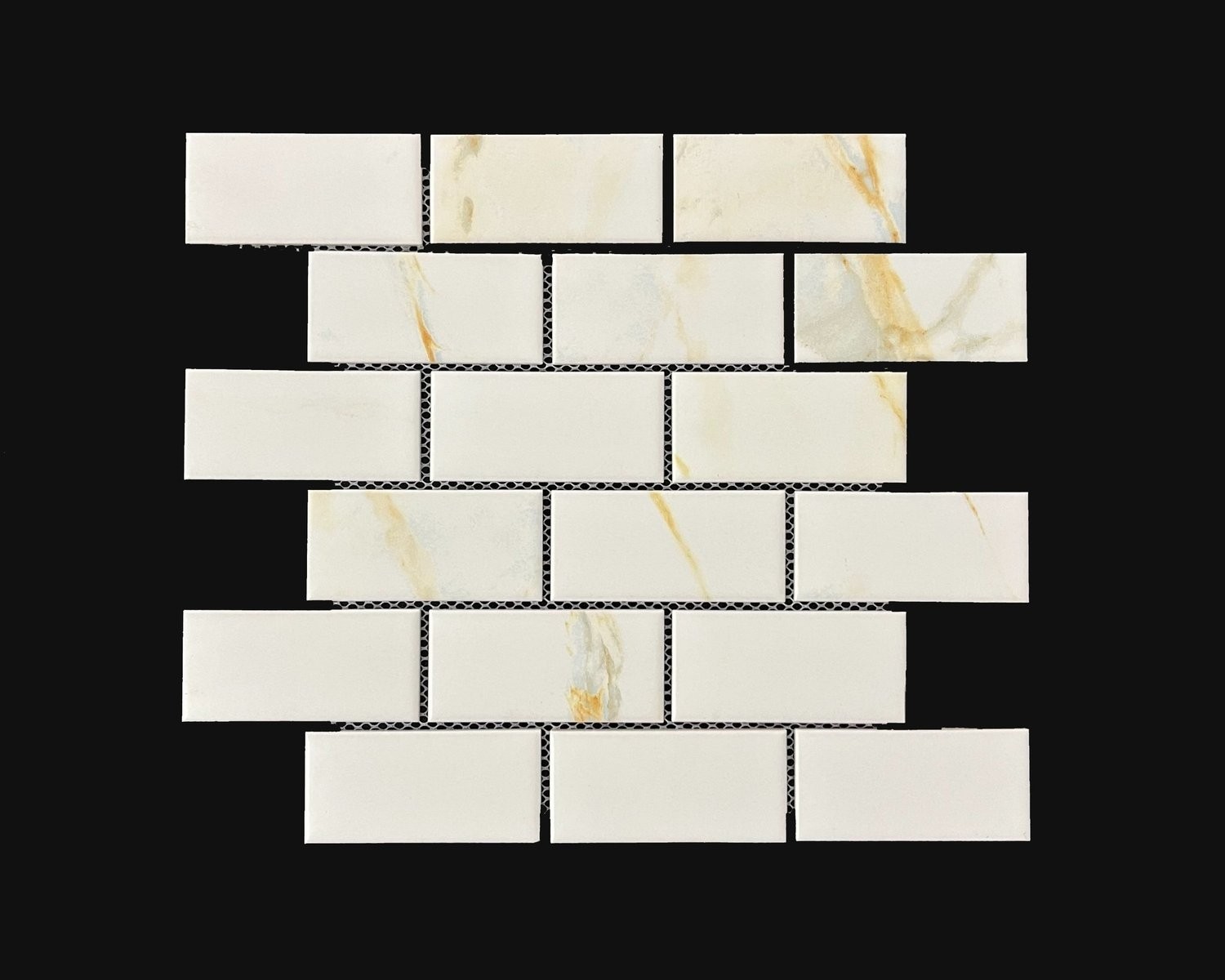 Calacatta Gold Matte Brick Flat Porcelain Mosaic Tile Wall Floor