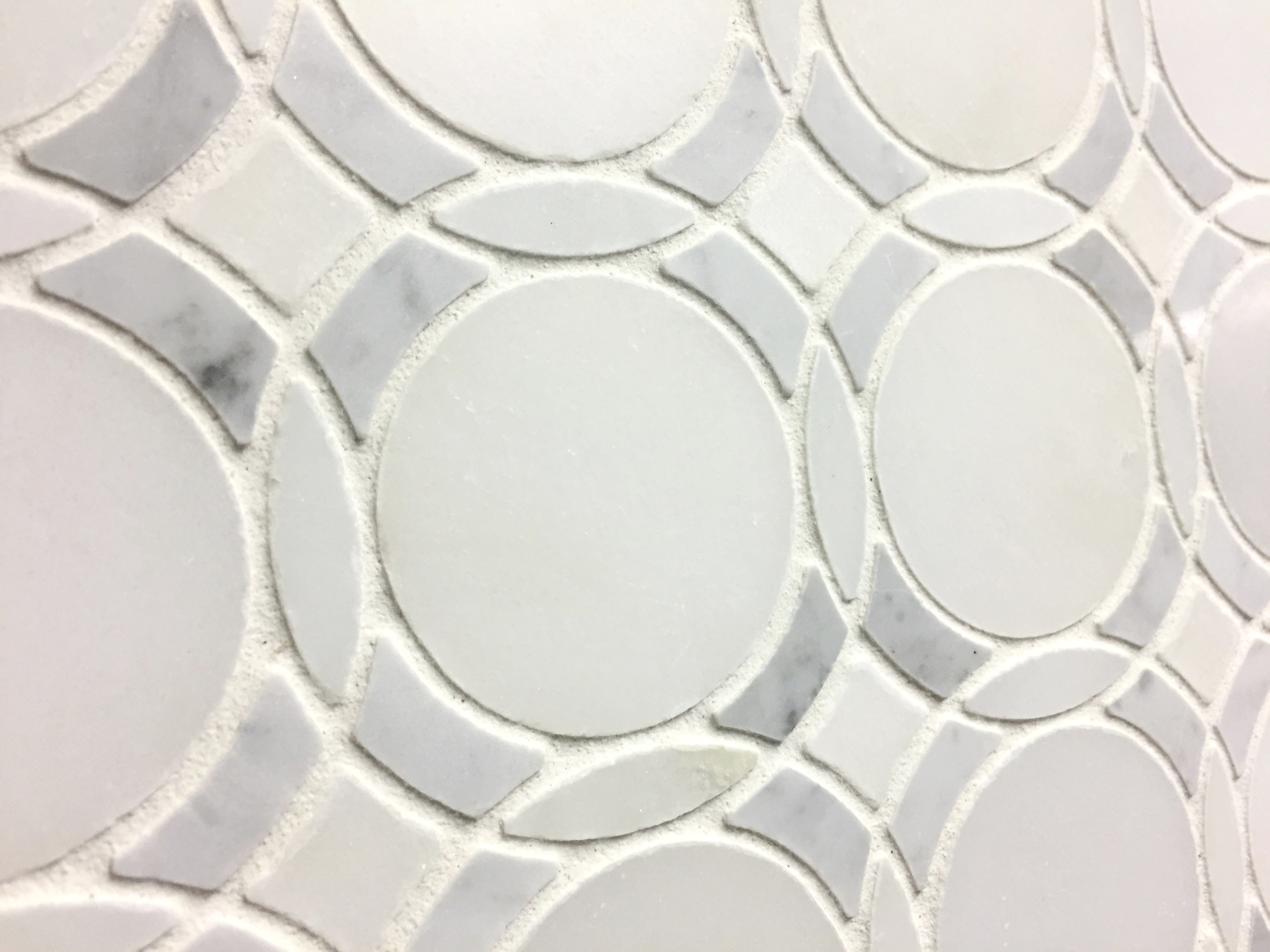 InfinityPure Water Jet Mosaic Tile in Italian White Carrara Polished Marble