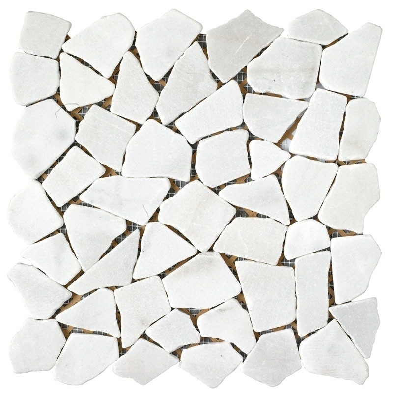 Juliano Blanco Pebble Pattern Natural Stone Mosaic Tile by Roca Tile
