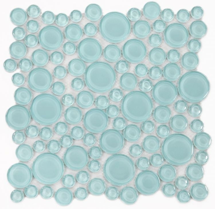Lady Mint Green Glass in Varying Sizes of Circle Mosaic Tile Accent Wall Interior Wall