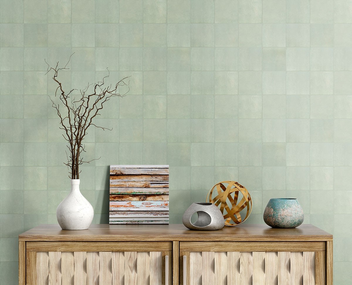 Renzo Jade 5x5 Glossy Green Ceramic Tile Backsplash Shower